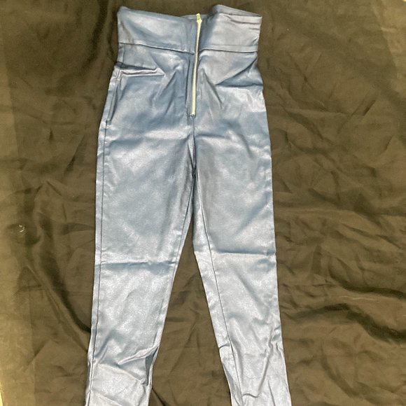 Metallic blue skinny pants - Picture 1 of 6